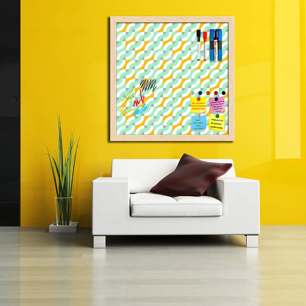 Abstract Geometric 3D Pattern D3 Framed Magnetic Dry Erase Board | Combo with Magnet Buttons & Markers