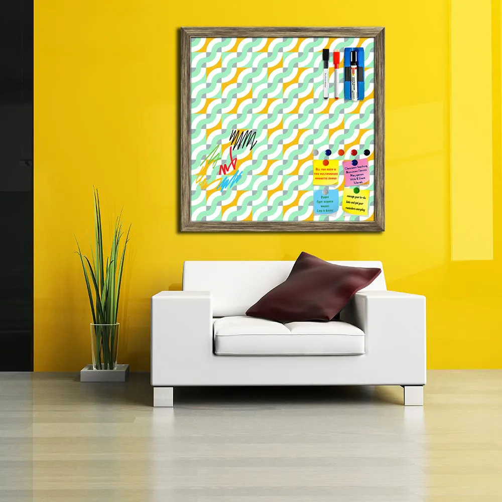 Abstract Geometric 3D Pattern D3 Framed Magnetic Dry Erase Board | Combo with Magnet Buttons & Markers