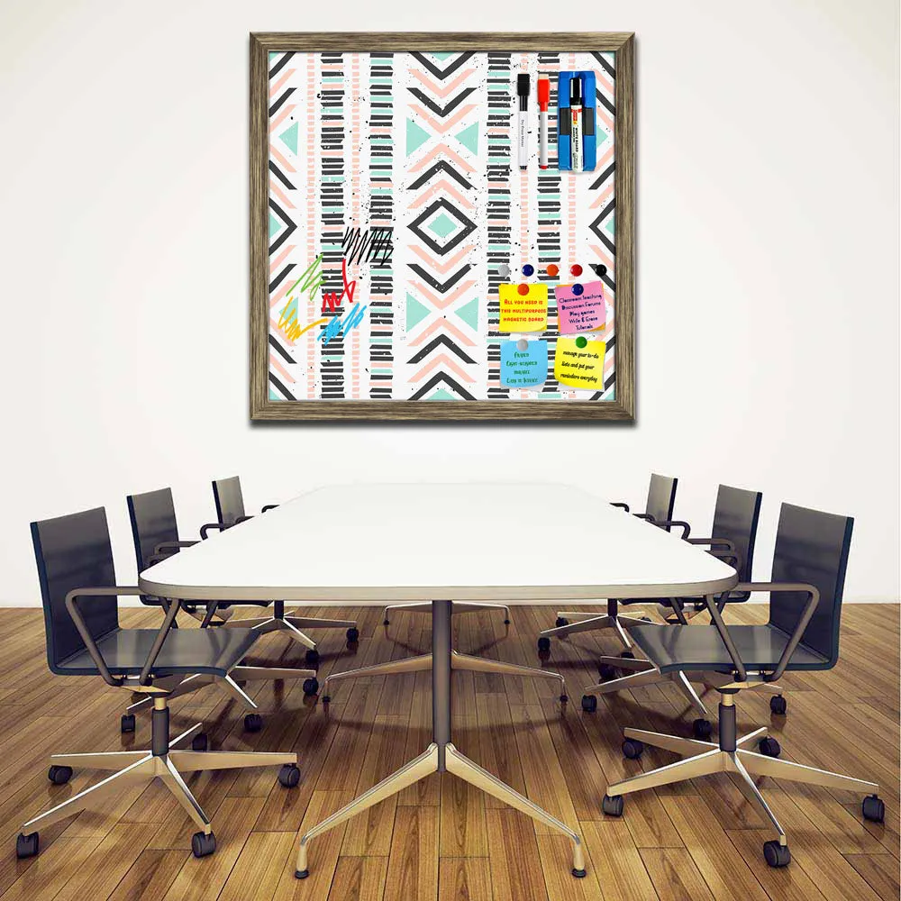 Abstract Geometric Pattern D1 Framed Magnetic Dry Erase Board | Combo with Magnet Buttons & Markers