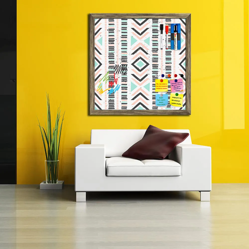Abstract Geometric Pattern D1 Framed Magnetic Dry Erase Board | Combo with Magnet Buttons & Markers