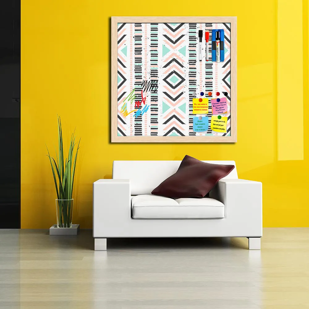Abstract Geometric Pattern D1 Framed Magnetic Dry Erase Board | Combo with Magnet Buttons & Markers