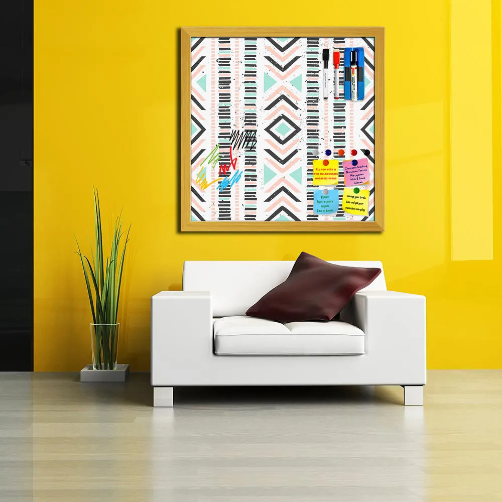 Abstract Geometric Pattern D1 Framed Magnetic Dry Erase Board | Combo with Magnet Buttons & Markers