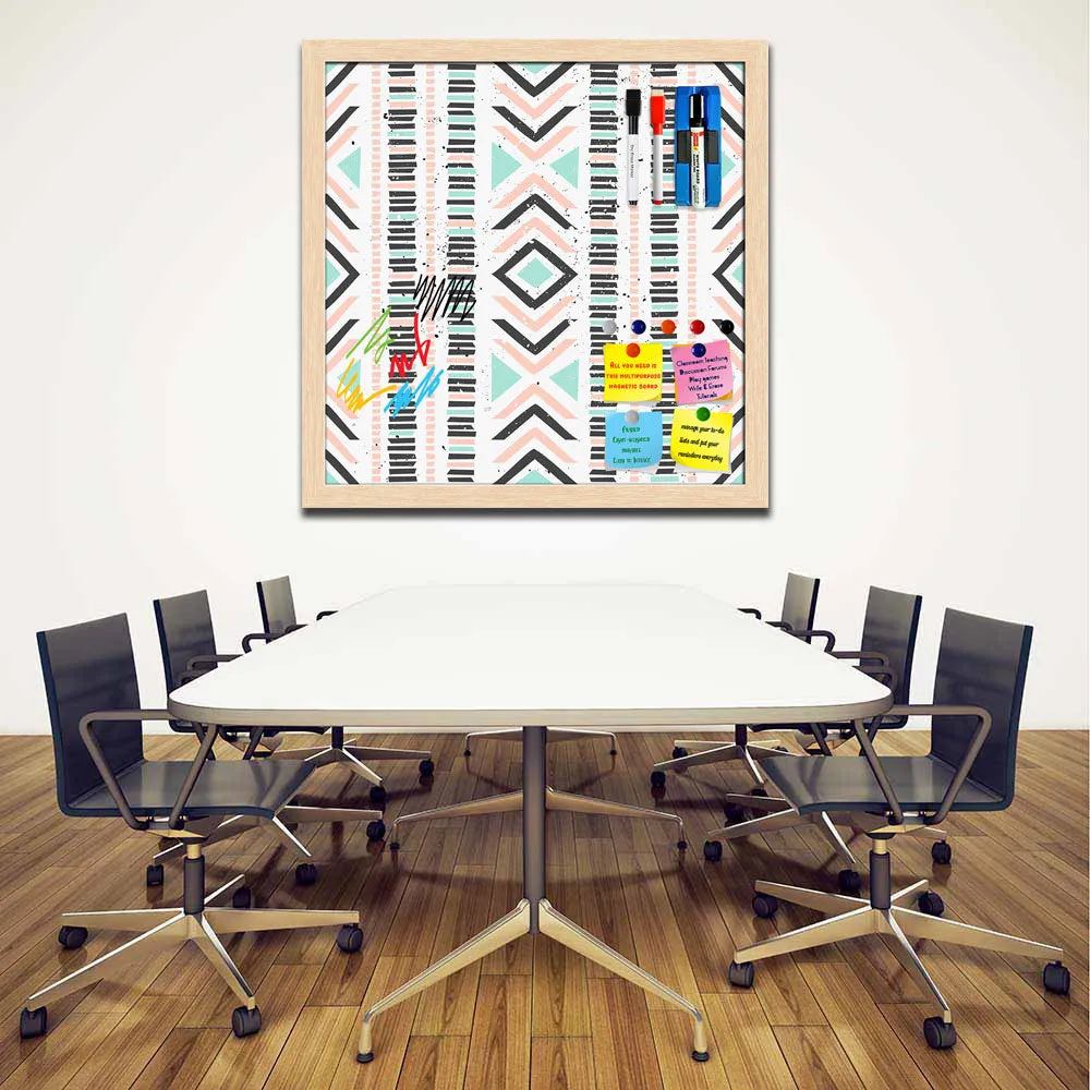 Abstract Geometric Pattern D1 Framed Magnetic Dry Erase Board | Combo with Magnet Buttons & Markers