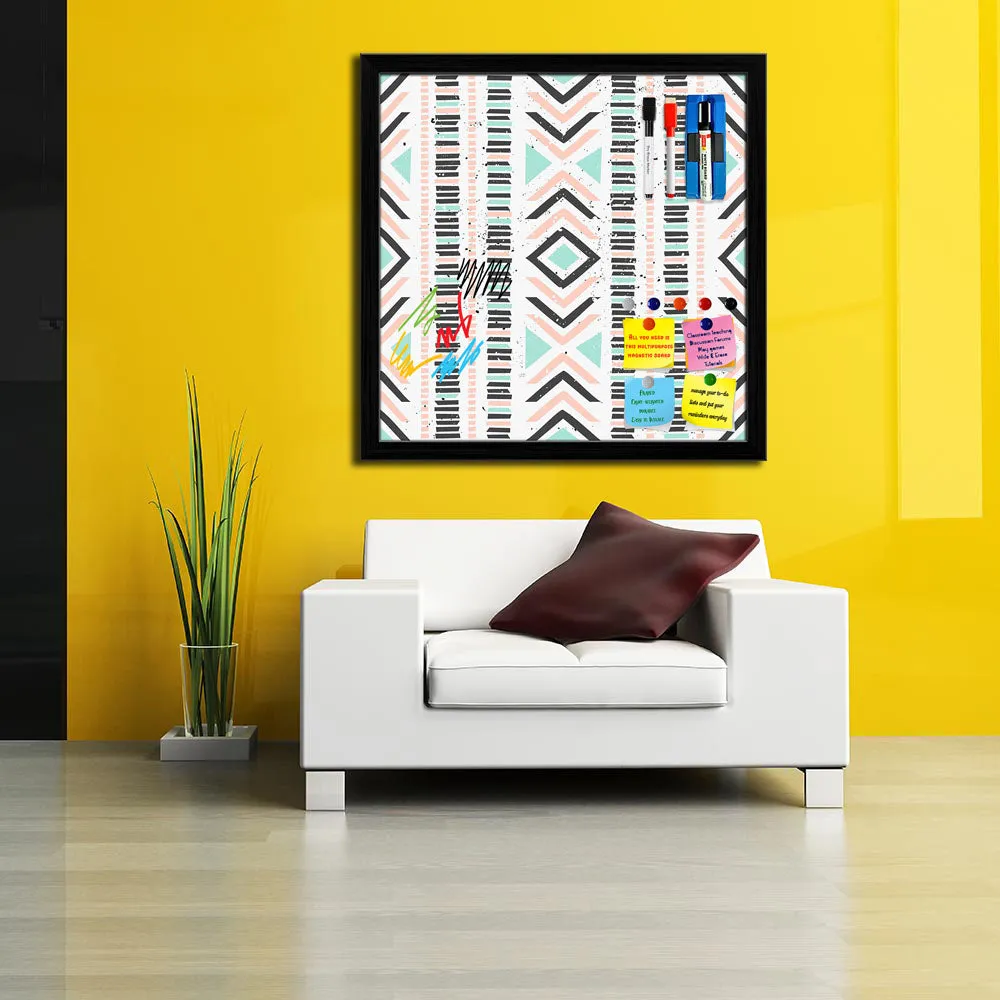 Abstract Geometric Pattern D1 Framed Magnetic Dry Erase Board | Combo with Magnet Buttons & Markers