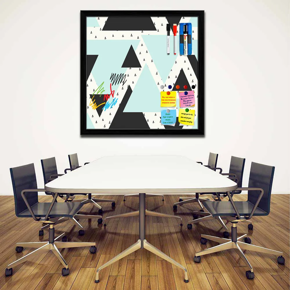 Abstract Geometric Pattern D10 Framed Magnetic Dry Erase Board | Combo with Magnet Buttons & Markers