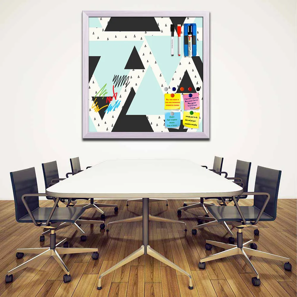 Abstract Geometric Pattern D10 Framed Magnetic Dry Erase Board | Combo with Magnet Buttons & Markers