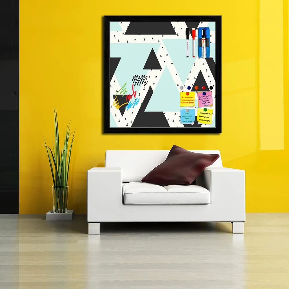 Abstract Geometric Pattern D10 Framed Magnetic Dry Erase Board | Combo with Magnet Buttons & Markers