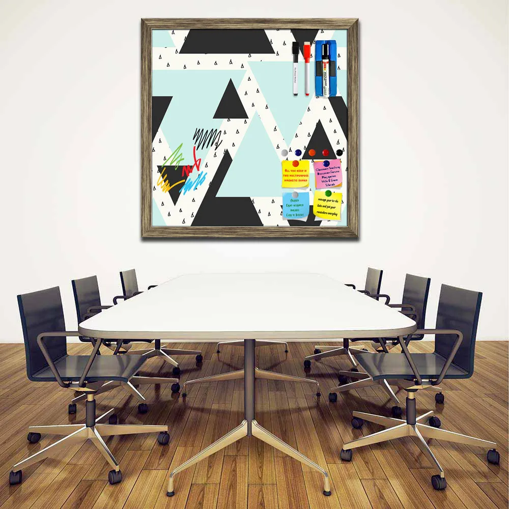 Abstract Geometric Pattern D10 Framed Magnetic Dry Erase Board | Combo with Magnet Buttons & Markers