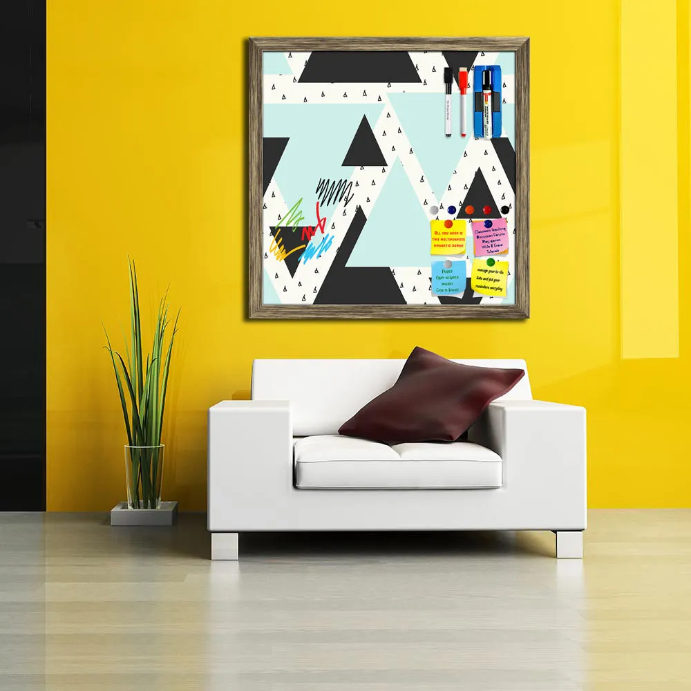 Abstract Geometric Pattern D10 Framed Magnetic Dry Erase Board | Combo with Magnet Buttons & Markers