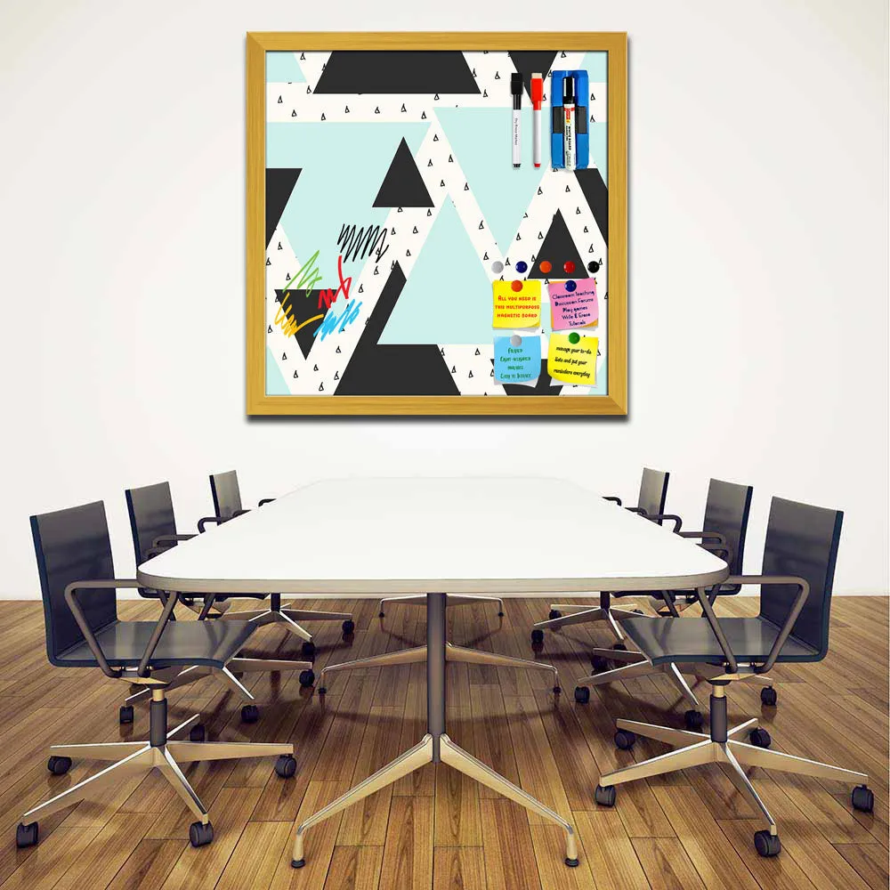 Abstract Geometric Pattern D10 Framed Magnetic Dry Erase Board | Combo with Magnet Buttons & Markers