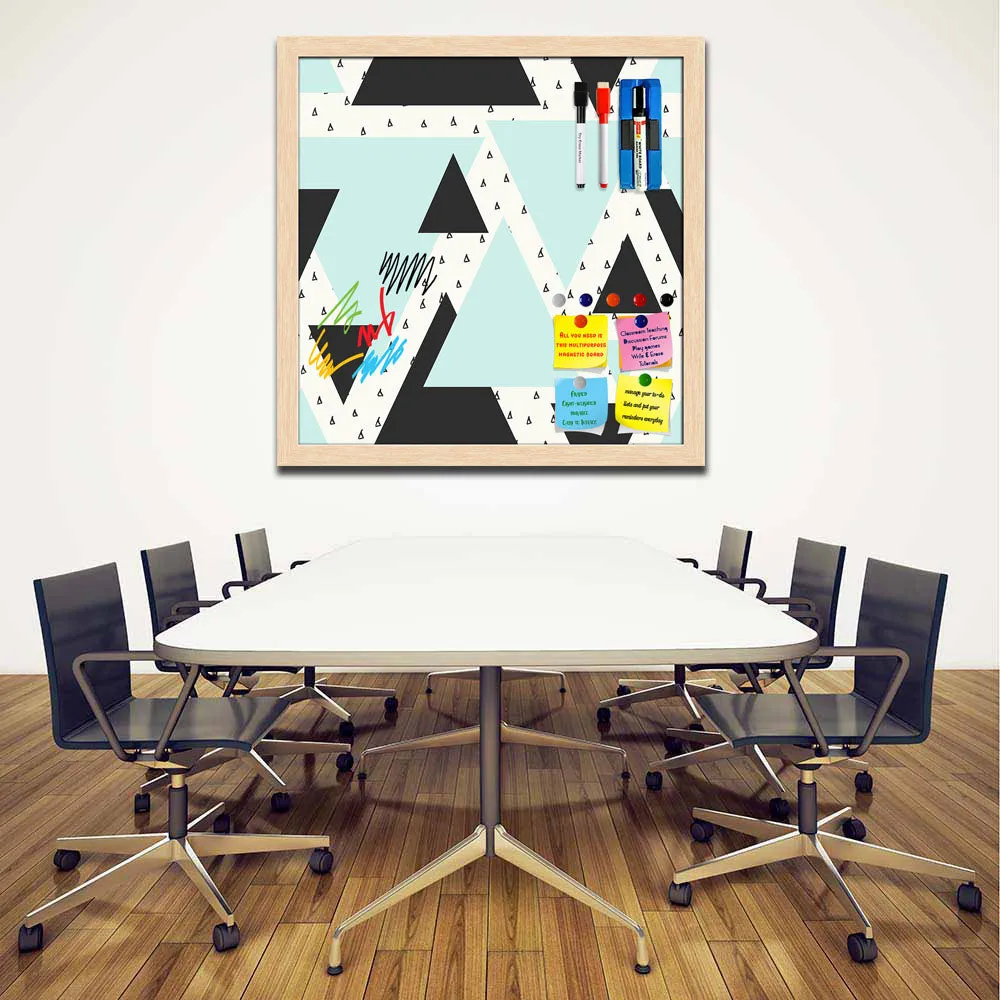 Abstract Geometric Pattern D10 Framed Magnetic Dry Erase Board | Combo with Magnet Buttons & Markers
