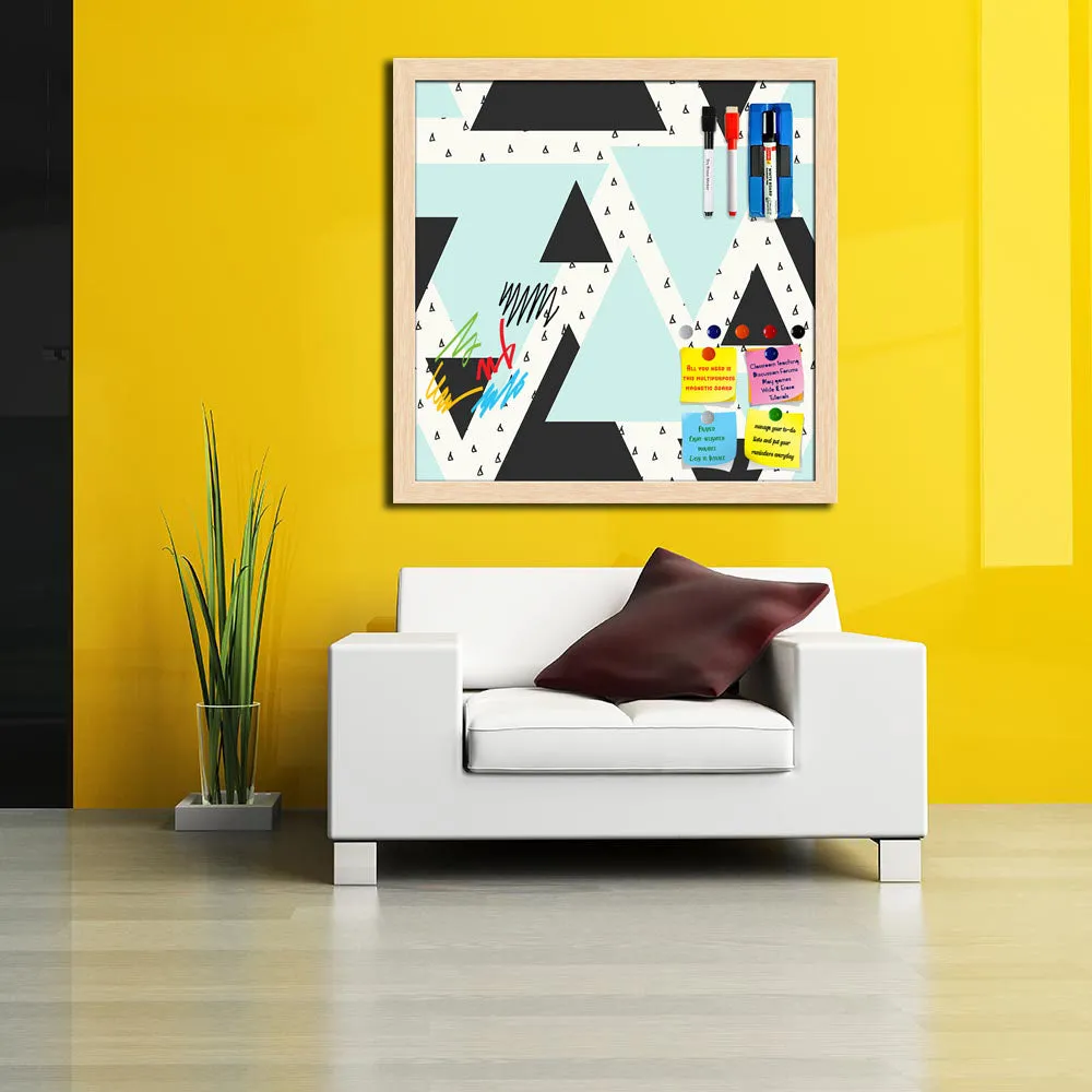 Abstract Geometric Pattern D10 Framed Magnetic Dry Erase Board | Combo with Magnet Buttons & Markers