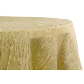 Accordion Crinkle Taffeta 132" Round Tablecloth - Gold