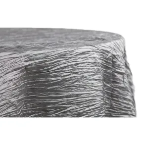 Accordion Crinkle Taffeta 132" Round Tablecloth - Silver