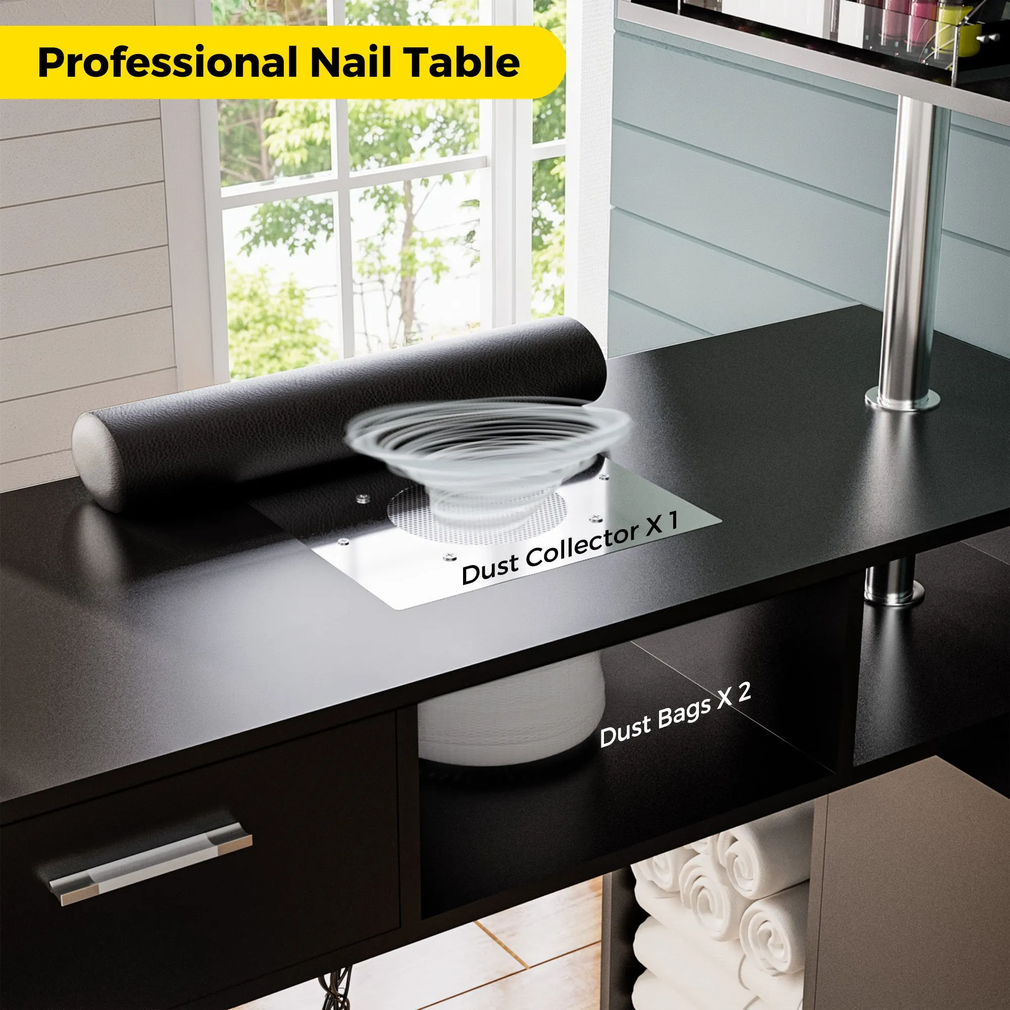 Advwin Rotating Manicure Table Nail Desk with Stool(Pre-sale, ETA Late December)