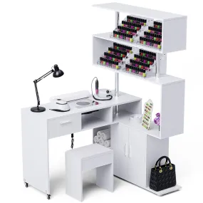 Advwin Rotating Manicure Table Nail Desk with Stool(Pre-sale, ETA Late December)
