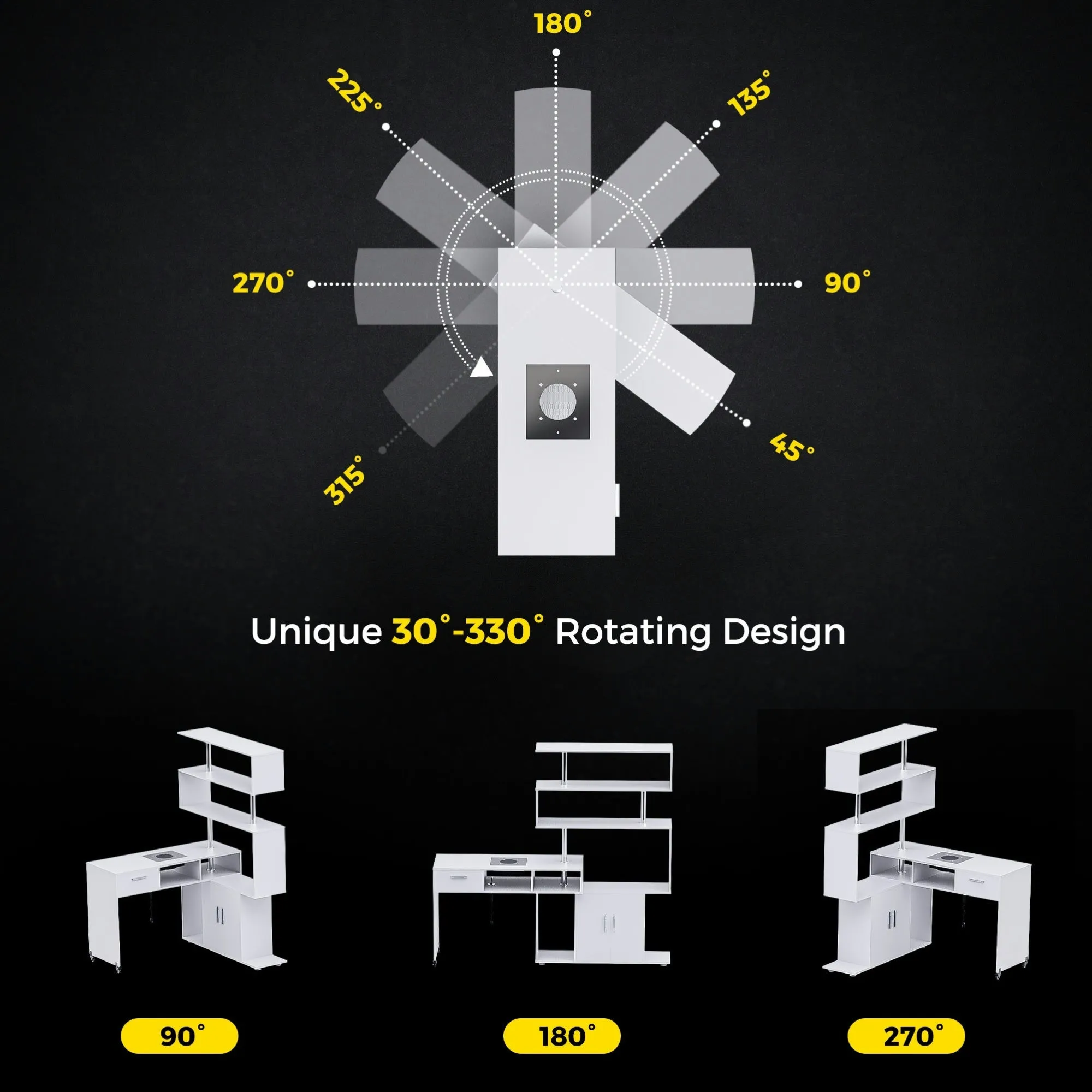 Advwin Rotating Manicure Table Nail Desk with Stool(Pre-sale, ETA Late December)