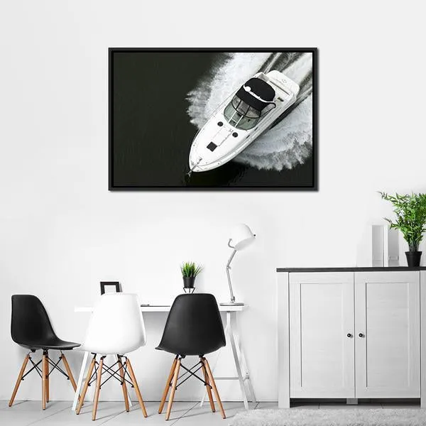 Aerial View Of Speedboat Canvas Wall Art