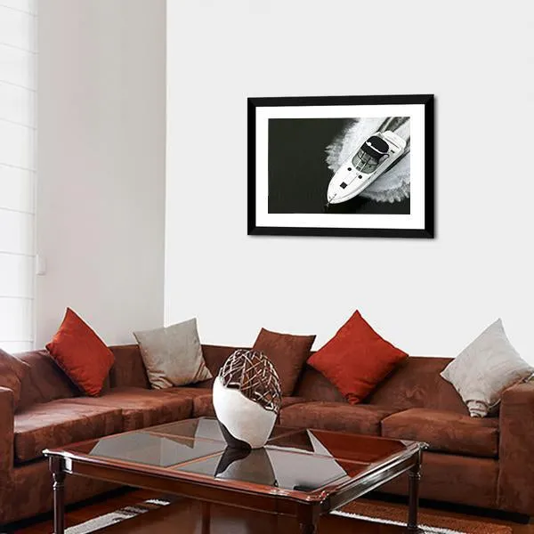 Aerial View Of Speedboat Canvas Wall Art