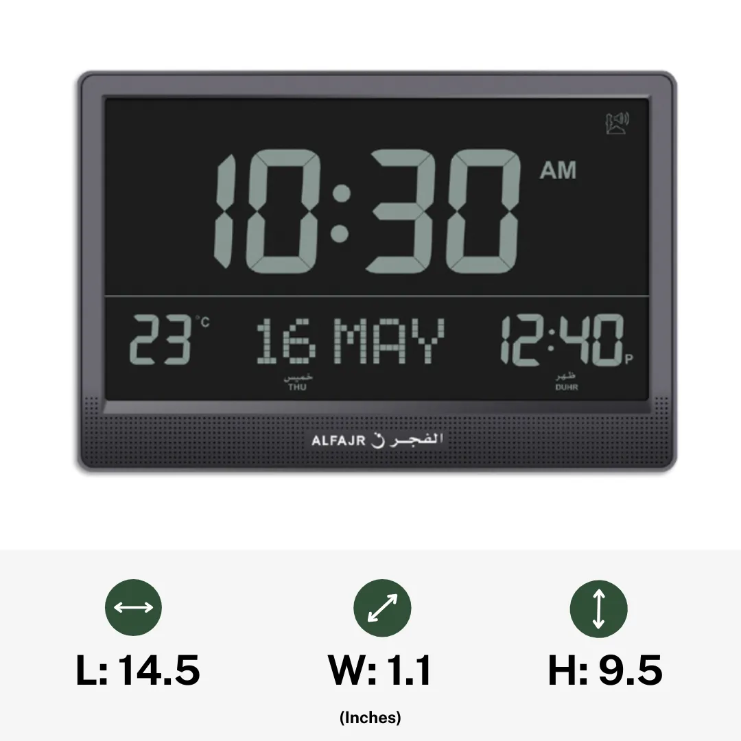 Alfajr Jumbo Automatic Worldwide Digital Azan/Nimaz Prayer Wall Clock CJ-07/CJ-17