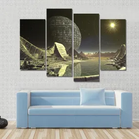 Alien Satellite City Canvas Wall Art