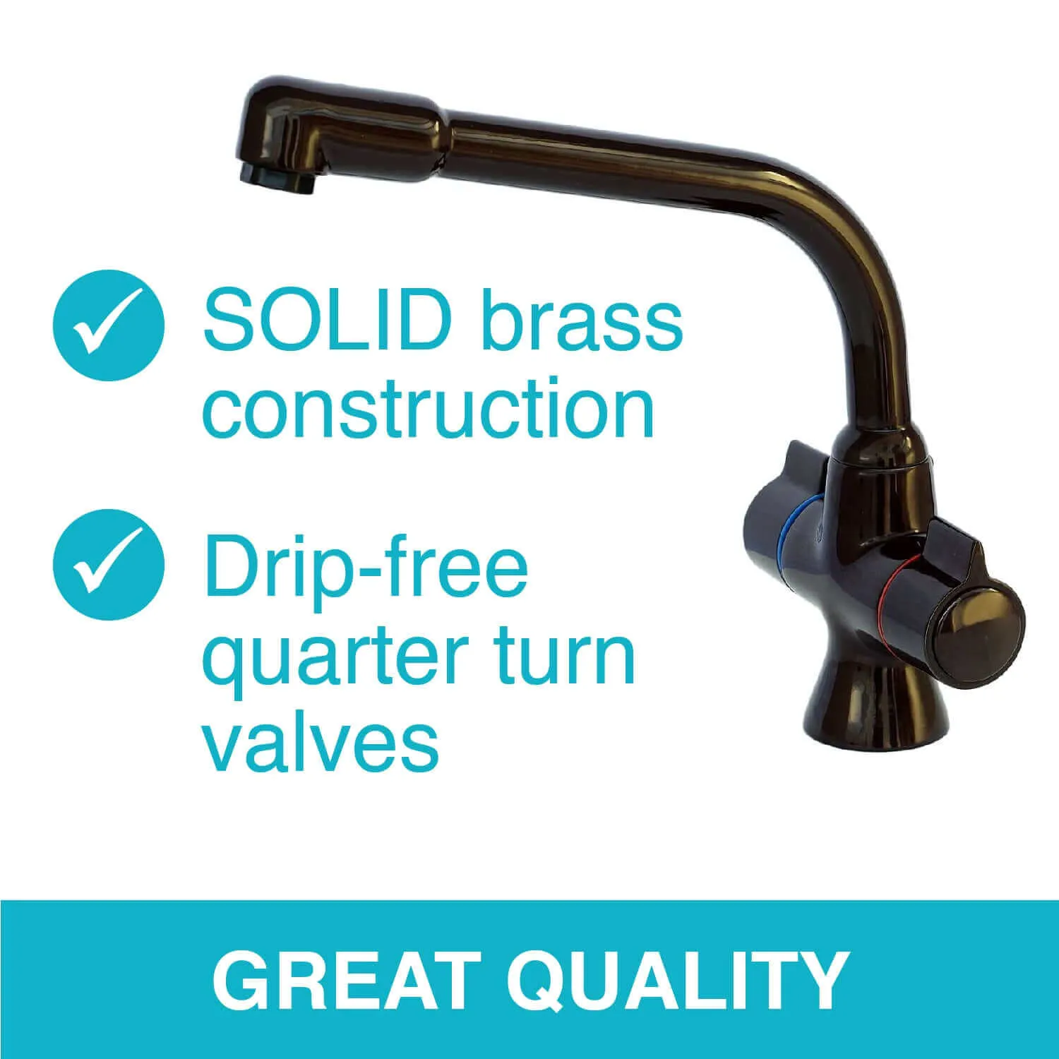 Alpha dual flow kitchen sink tap twin lever - brown