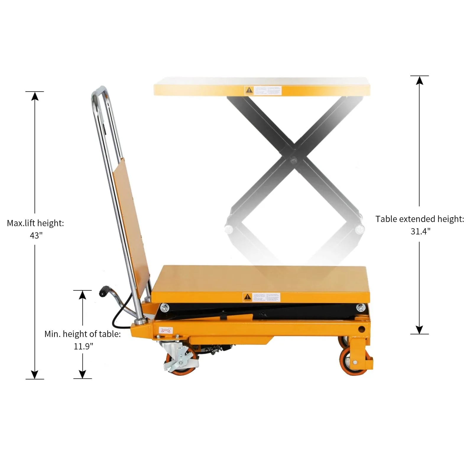 Apollolift Double Scissor Lift Table 330lbs 43.3" Lifting Height - A-2003