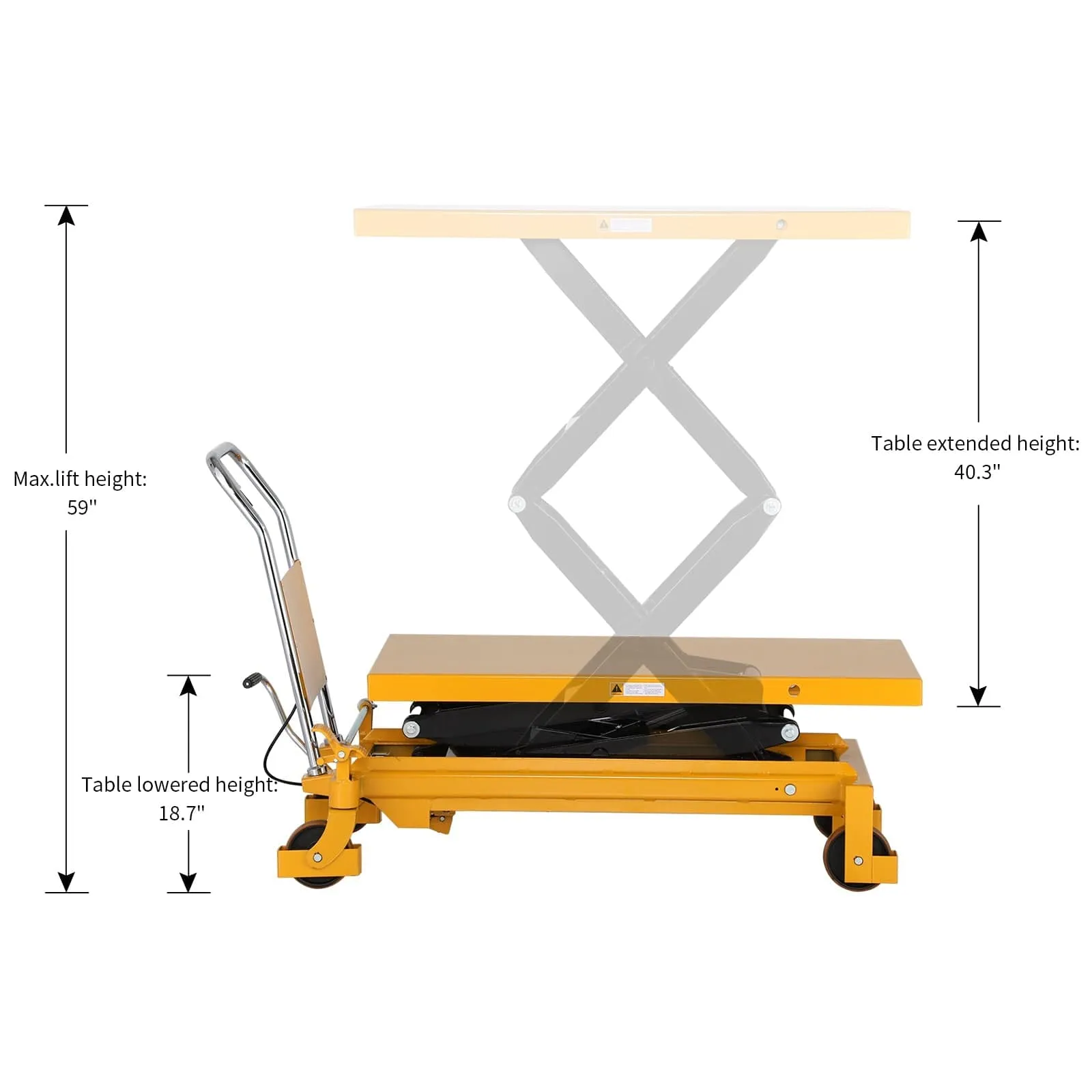 Apollolift Double Scissors Lift Table 1760lbs. 59" lifting height - A-2010