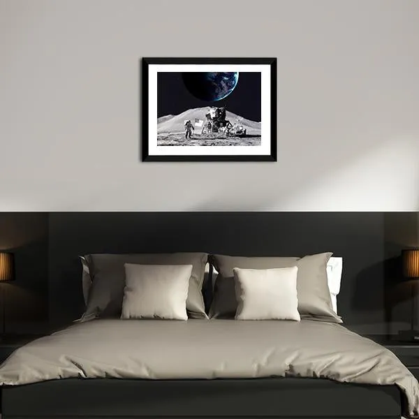 Astronaut On The Moon Canvas Wall Art