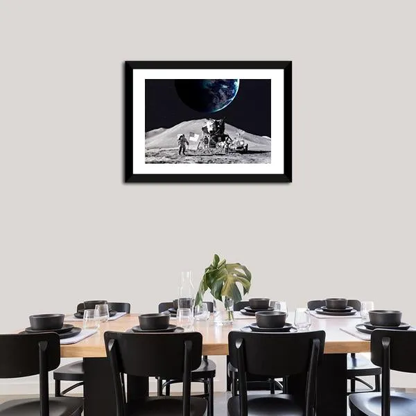 Astronaut On The Moon Canvas Wall Art