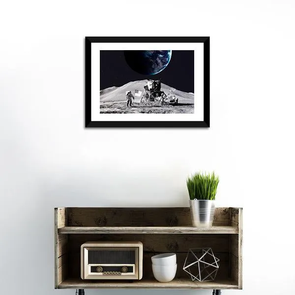 Astronaut On The Moon Canvas Wall Art