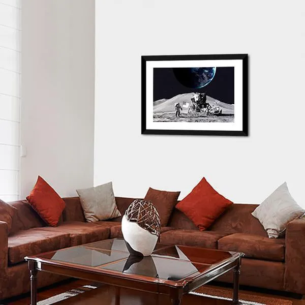Astronaut On The Moon Canvas Wall Art