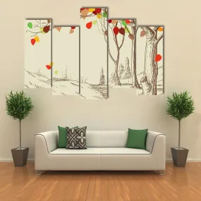 Autumn Trees Sketch Canvas Wall Art