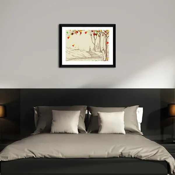 Autumn Trees Sketch Canvas Wall Art