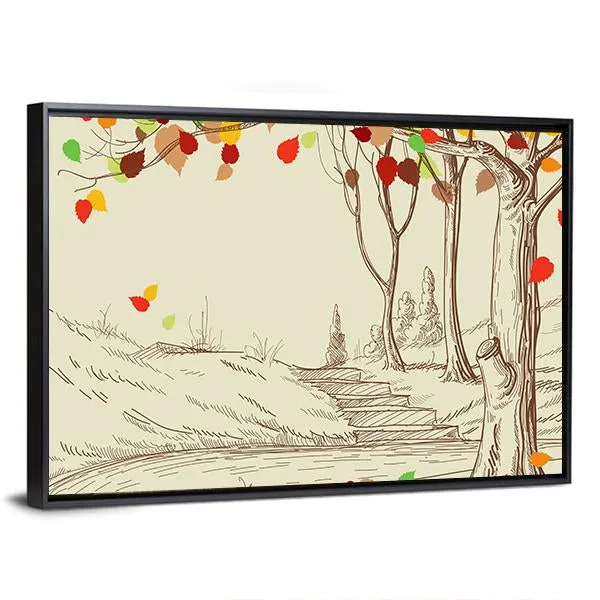 Autumn Trees Sketch Canvas Wall Art
