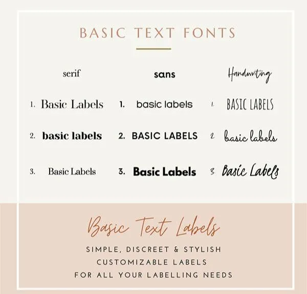 BASIC TEXT Labels - Large (Set of 3)