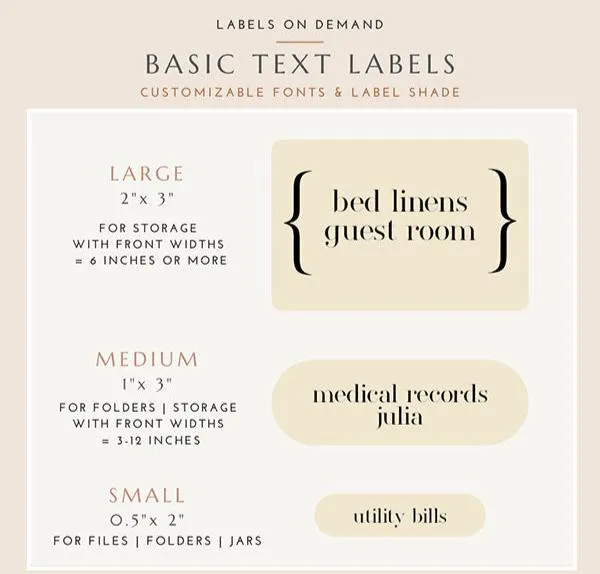BASIC TEXT Labels - Medium (Set of 6)