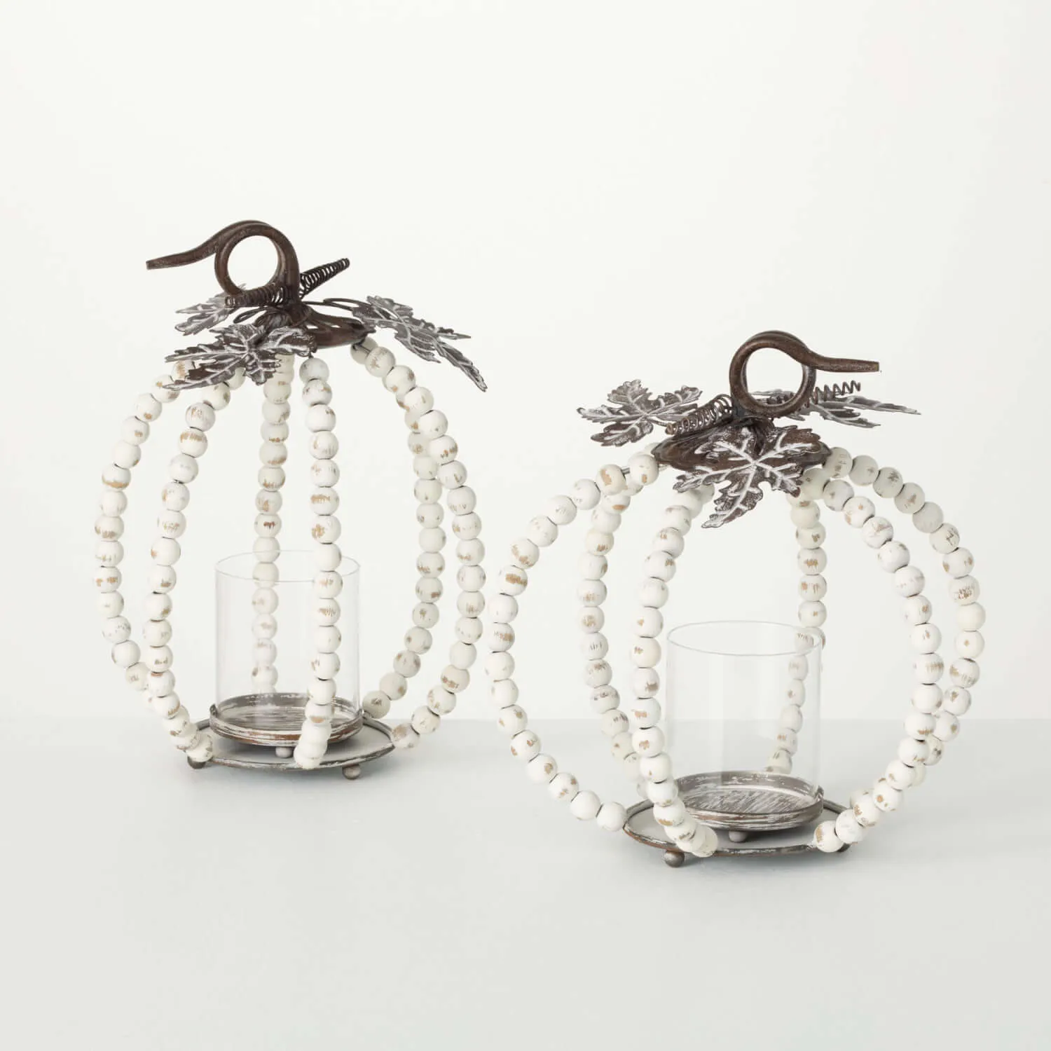 Beaded Pumpkin Pillar Holders