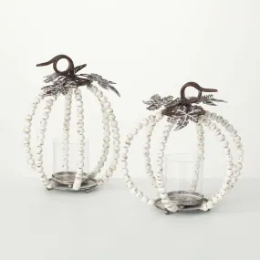 Beaded Pumpkin Pillar Holders