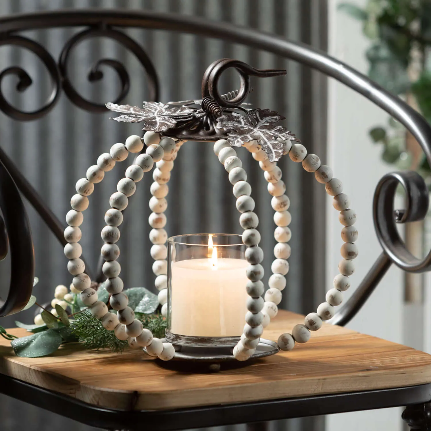 Beaded Pumpkin Pillar Holders