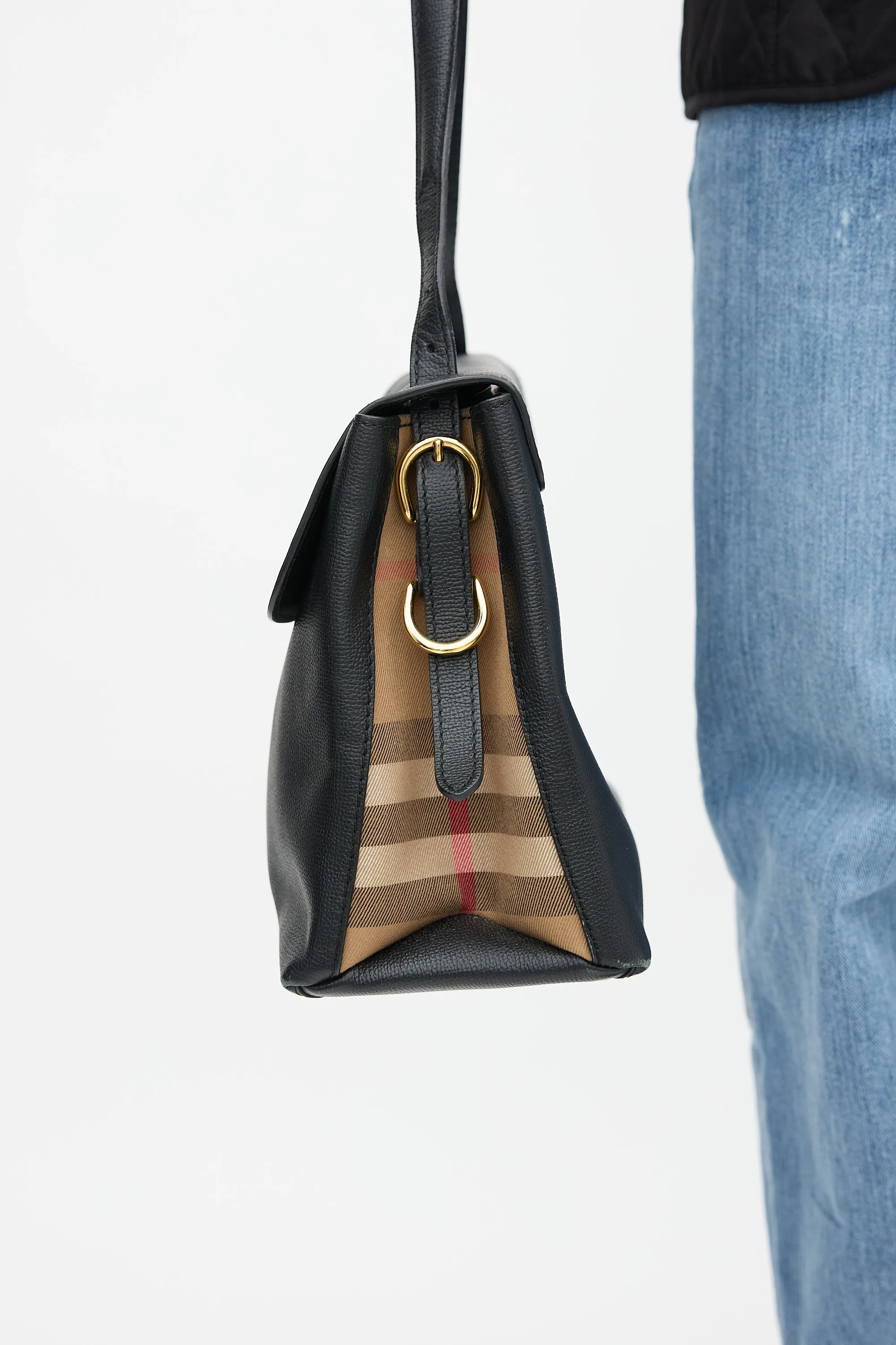 Black Leather House Check Camberley Bag