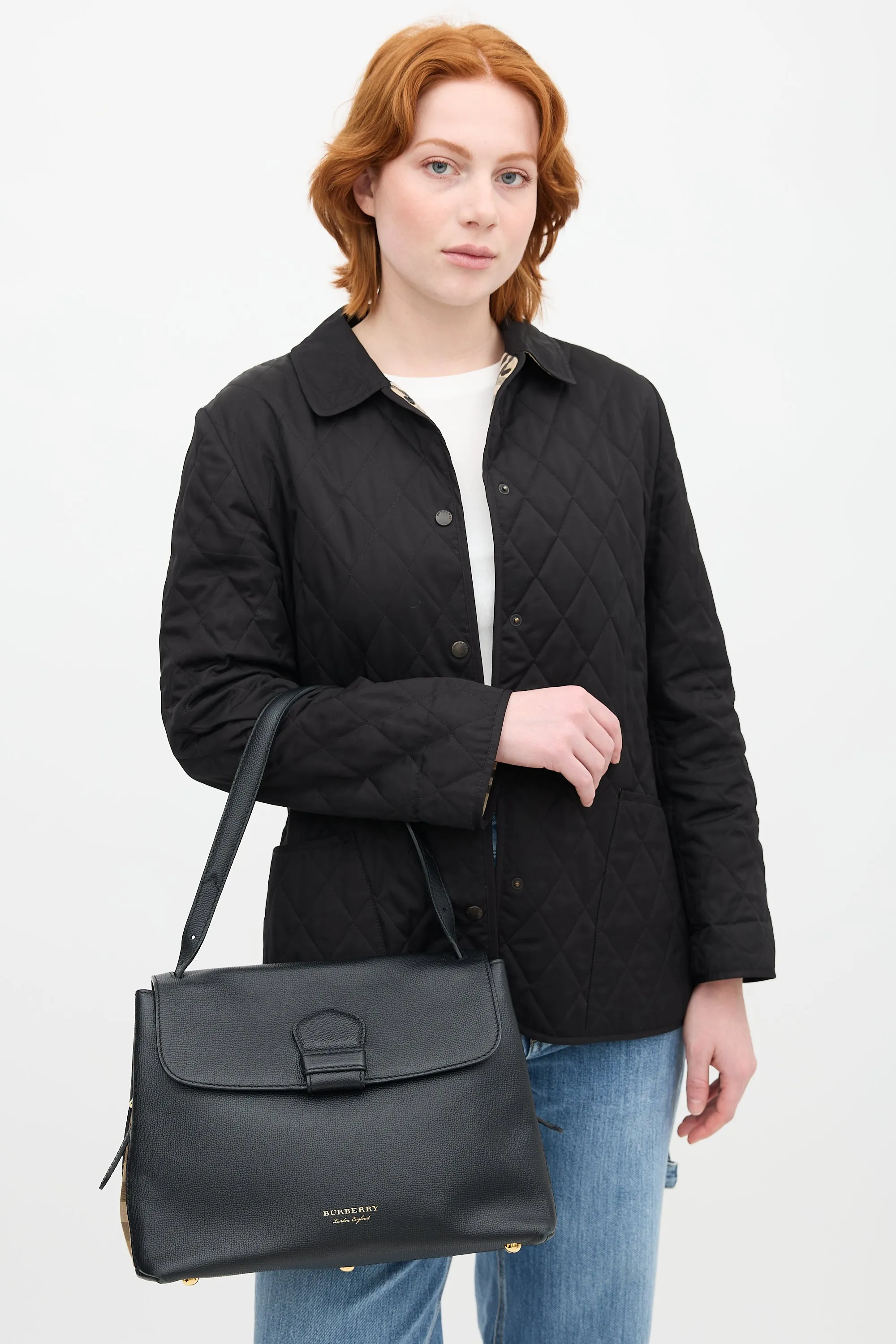 Black Leather House Check Camberley Bag