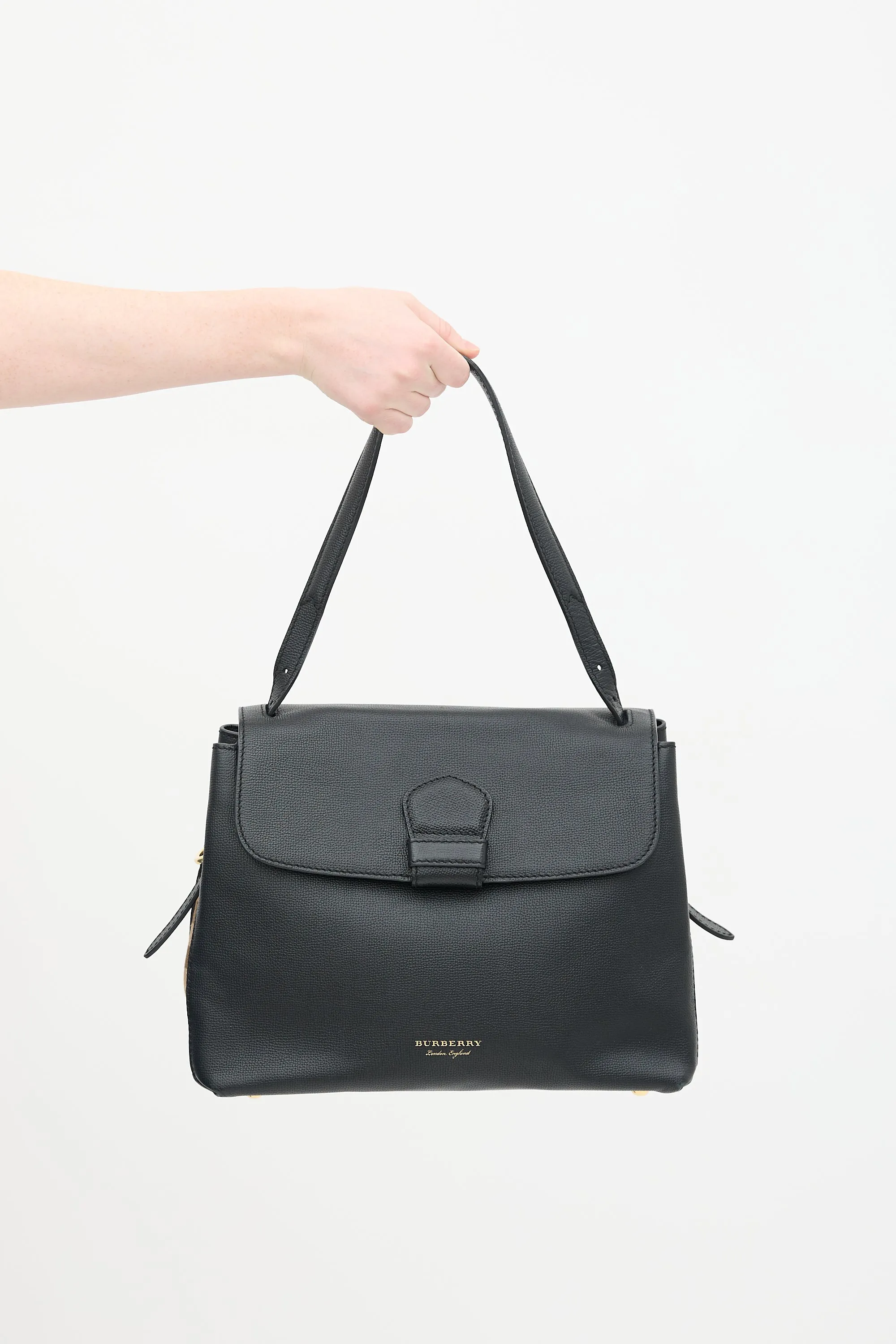 Black Leather House Check Camberley Bag