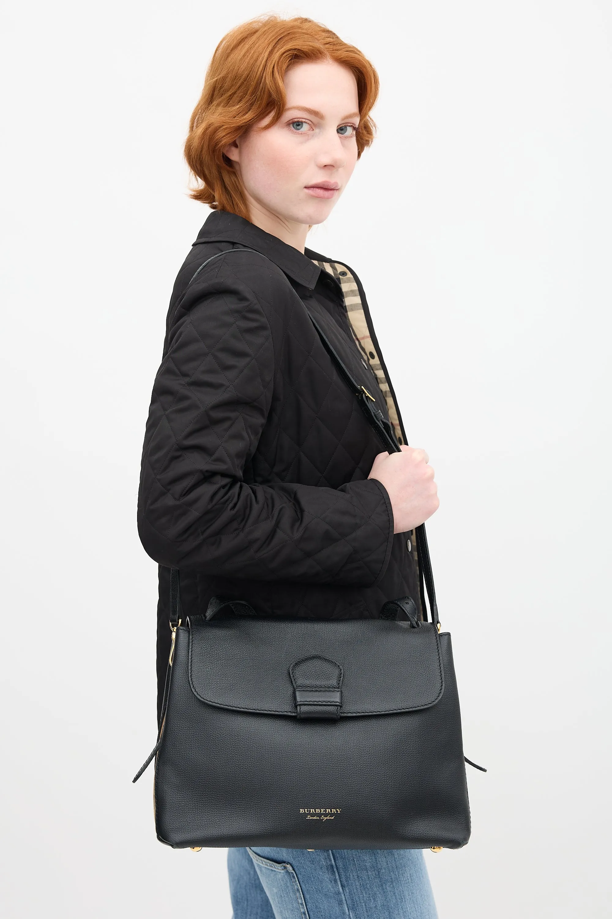 Black Leather House Check Camberley Bag