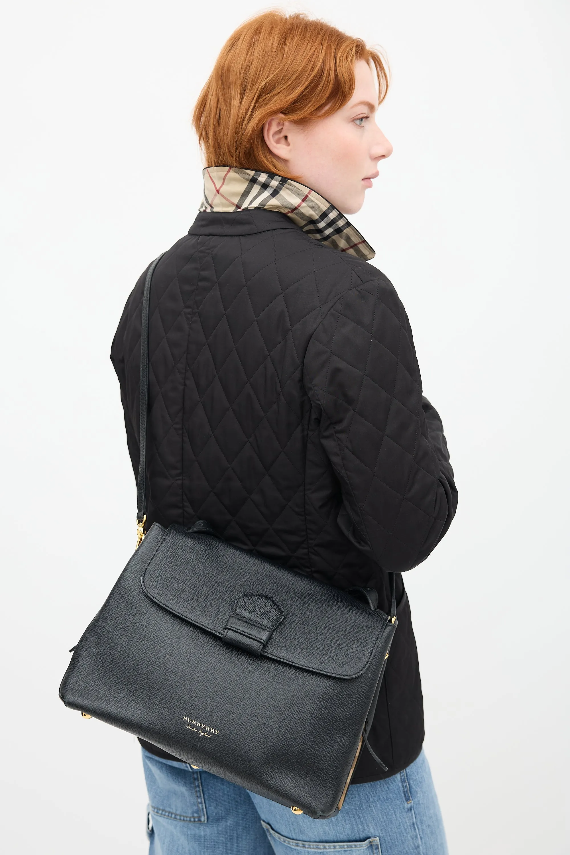 Black Leather House Check Camberley Bag