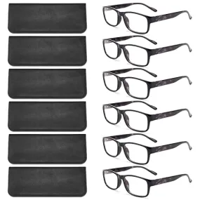 BLS BLUES Reading Glasses for Women/Men Blue Light Blocking, Computer Readers Anti Migraine/Eye Strain Blocker Eyeglasses 6 Packs with Soft Case (Mix1 4.0)