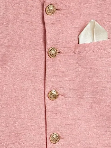 Boy Silk Bandhgala-Pink