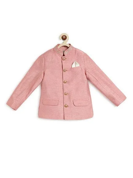 Boy Silk Bandhgala-Pink
