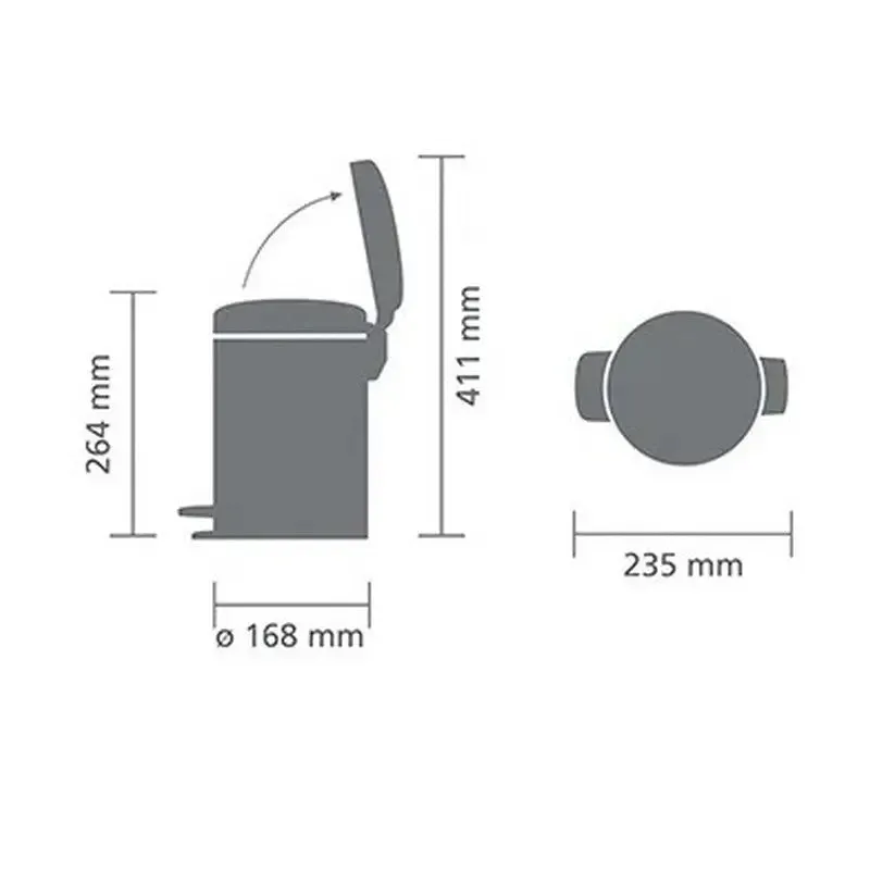 Brabantia NewIcon Pedal Bin 3L - Matt Steel