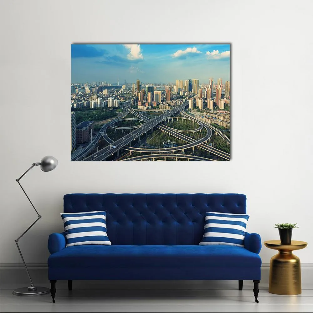 Bridges Under Blue Sky Canvas Wall Art